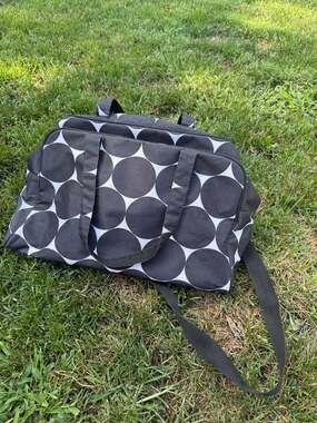 Thirty-One Gifts Organizing Utility Tote Black White Big Dot Bag